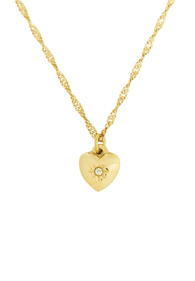 Marika Heart Pendant with Cubic Zirconia Inlay Twisted Chain Necklace