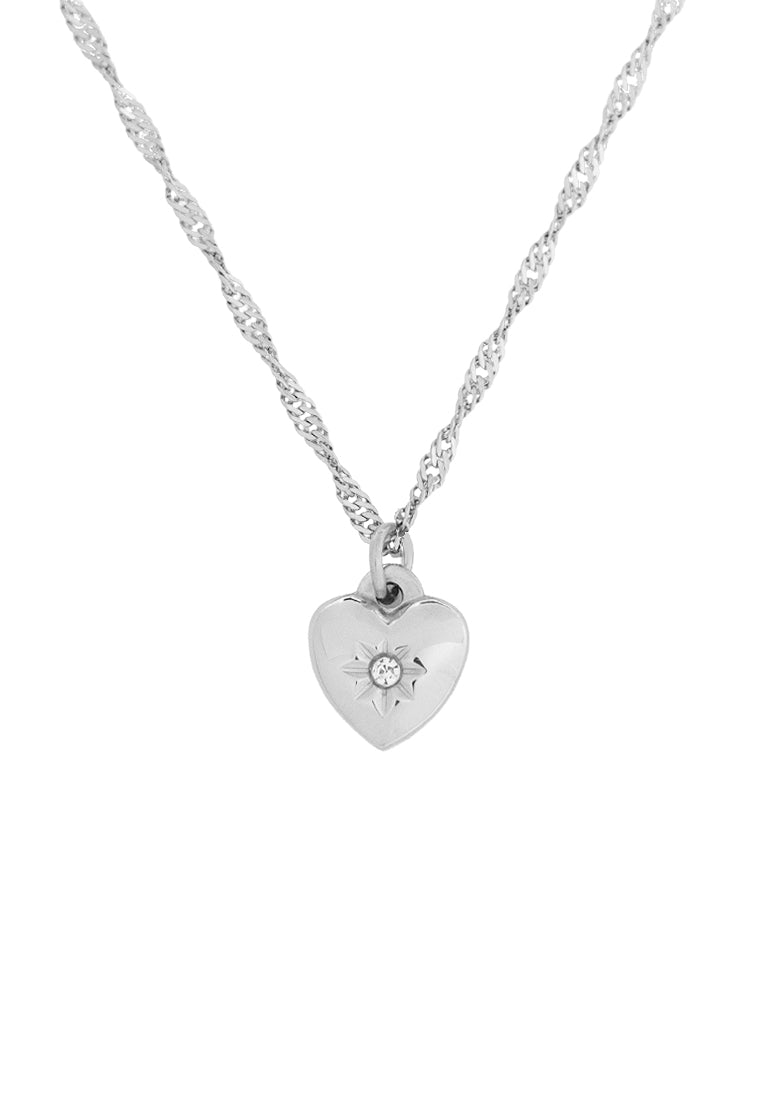 Marika Heart Pendant with Cubic Zirconia Inlay Twisted Chain Necklace