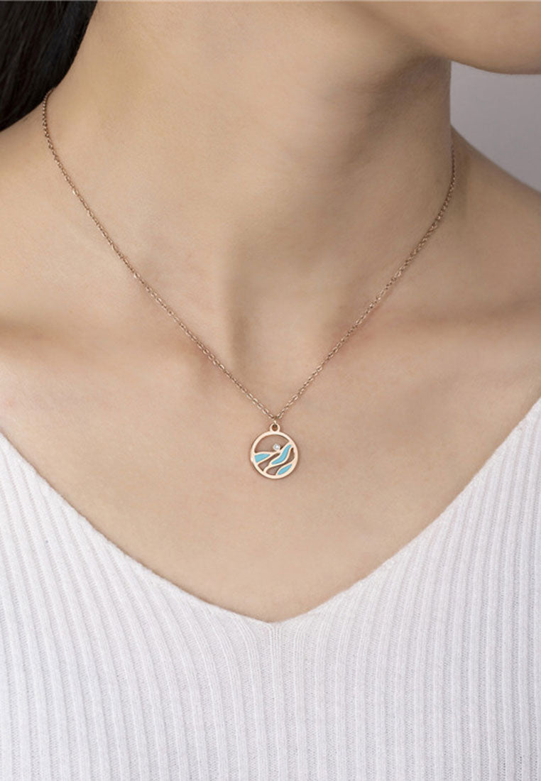 Ondine Ocean Waves Pendant with 0.005 Carat Diamond Necklace