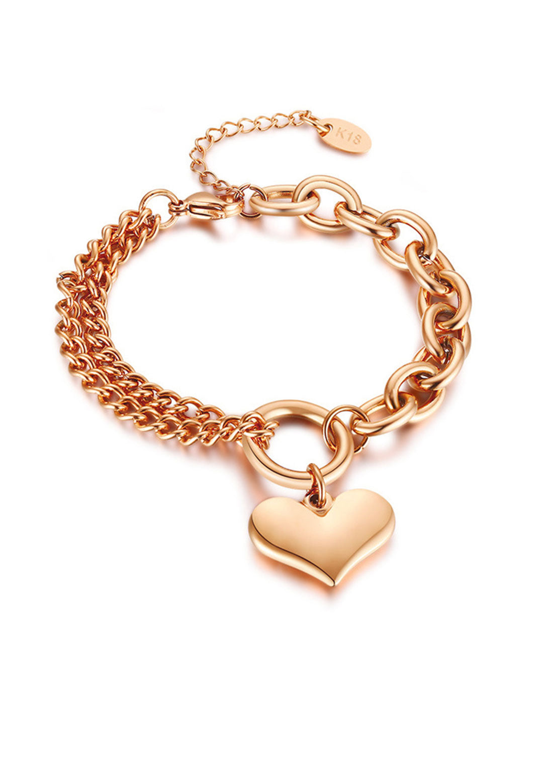 Celovis Jewellery Saint Heart Engravable Pendant on Multi Chain Link Bracelet