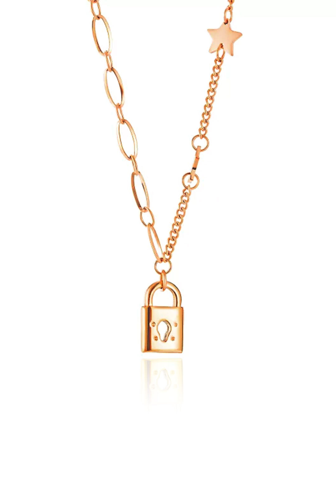 Celovis Jewellery Stardom Lock Pendant on Multi-Chain Necklace