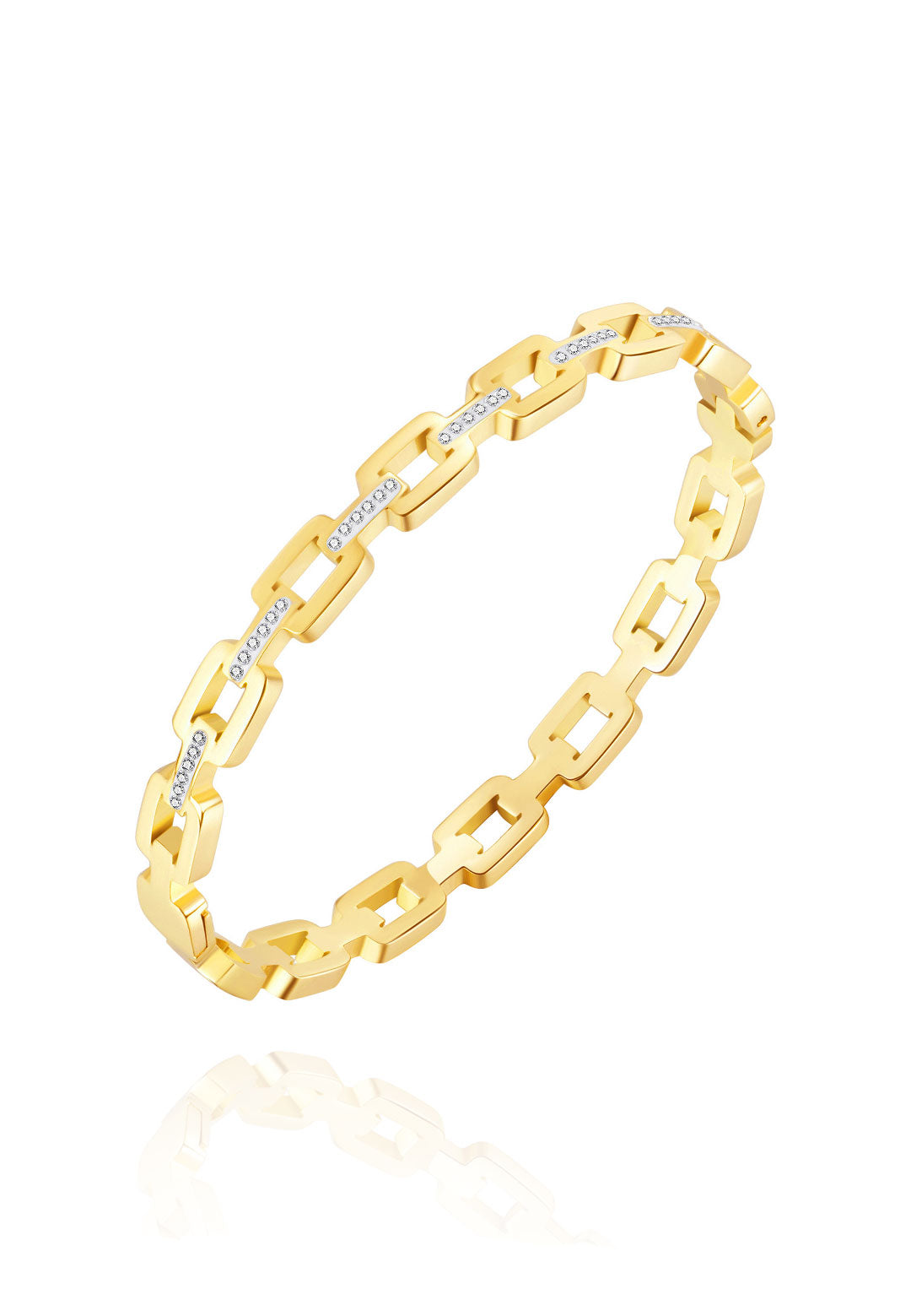 Celovis Monserrat Cubic Zirconia Link Engravable Clasped Bangle