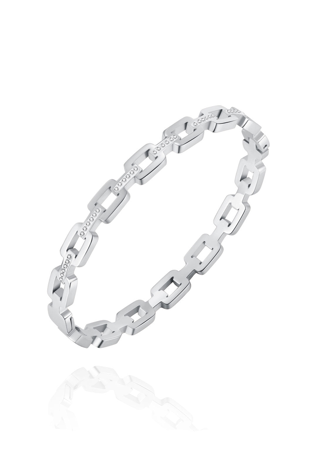 Celovis Monserrat Cubic Zirconia Link Engravable Clasped Bangle