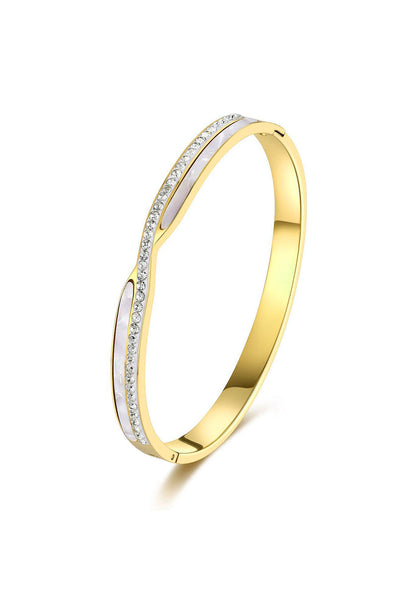 Claudette Mother Pearl with Cubic Zirconia Engravable Bangle