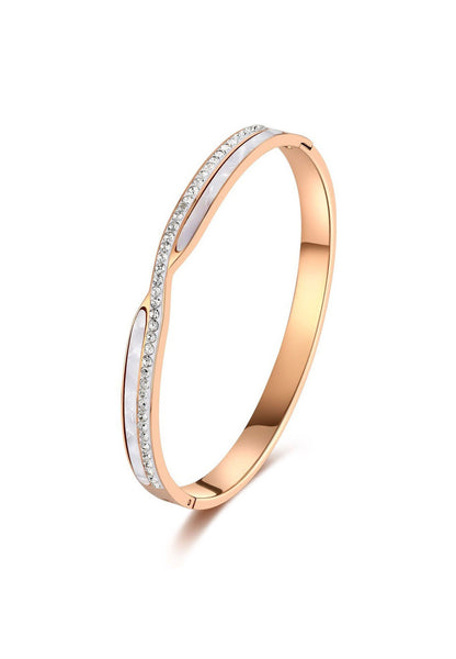 Claudette Mother Pearl with Cubic Zirconia Engravable Bangle