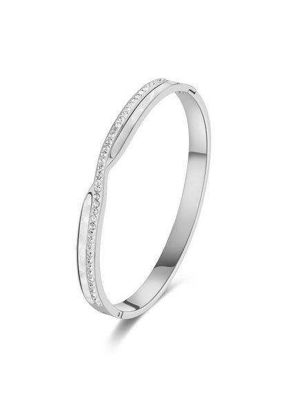 Claudette Mother Pearl with Cubic Zirconia Engravable Bangle