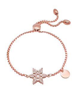 Celovis Christmas Collection - Stellar Snow Crystal Adjustable Slider Clasp Bracelet in Rose Gold