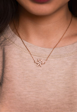 Stellar Snow Crystal in Rose Gold Chain Necklace [Limited Edition]