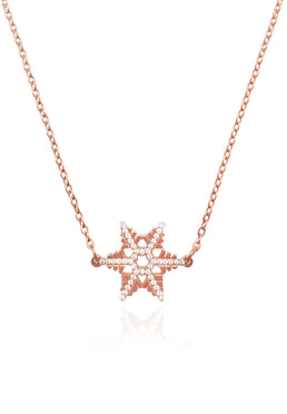 Celovis Christmas Collection - Stellar Snow Crystal Necklace in Rose Gold