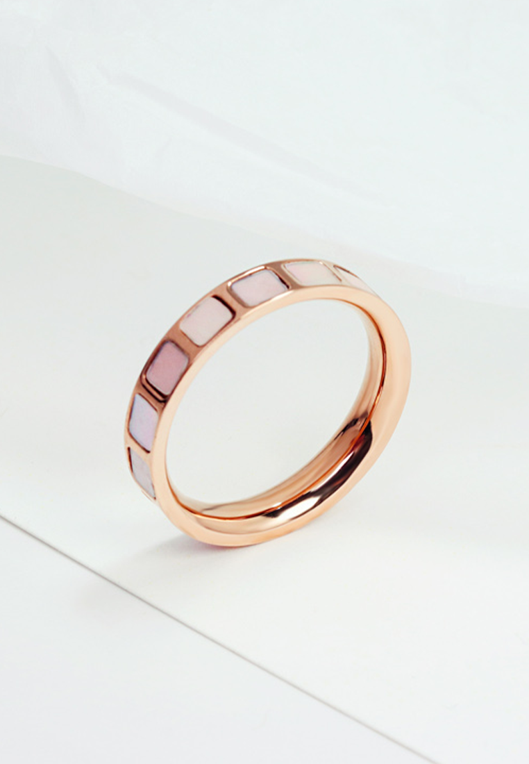 Jules with Square Tile Encrusted Rose Gold Ring