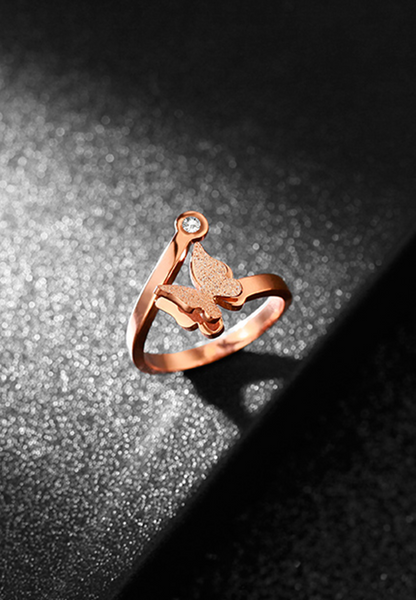 Queen Alexandra Butterfly Adjustable Ring in Rose Gold