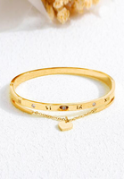 Keira Roman Numeral Dias with Heart Hinged Bangle