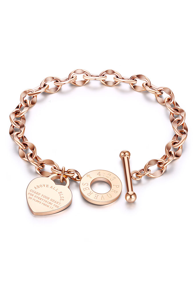 Kelby Proverbs 4:23 Heart Tag Pendant Toggle Clasp Bracelet