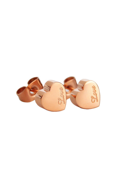 Valentina Love Stud Earrings in Rose Gold